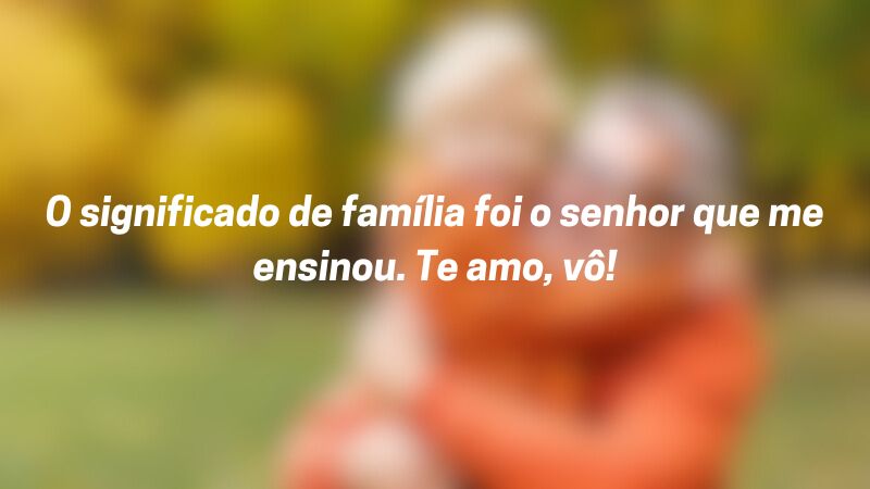 O significado de família foi o senhor que me ensinou. Te amo, vô!