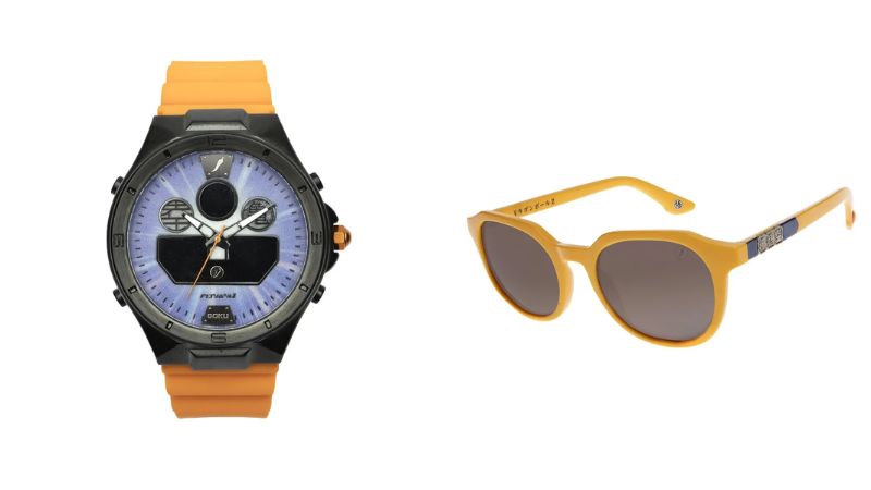 Óculos de sol e relógio inspirados em Goku.